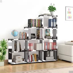 Multipurpose Collapsible Bookshelf 9 Racks Book Stand Almirah for Home & Kids Metal Open Book Shelf-image-61