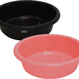 Plastic Multiuses Plastic Knead Dough Basket/ Bowl 6 Ltr- Pack of 2 (Black & Light Pink) Storage Basket-18