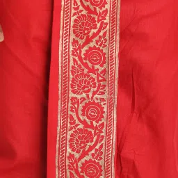Nakshi Rayon Red Hand Block Print Dhoti Printed, Geometric Print Men Dhoti image 4