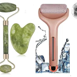 Ice Roller Face Massager, Jade Roller-Gua Sha,3D Body Massager,T Gold Massager-image-26