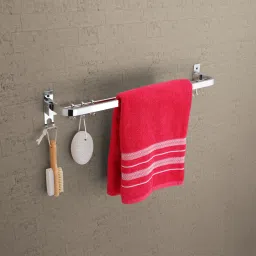 Anti Rust 304 Folding Towel Bar with Hooks, Towel Rack/Holder For Bathroom 24 inch 1 Bar Towel Rod-image-44
