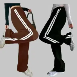 Pack of 2 Women Striped Multicolor Track Pants-picture-12