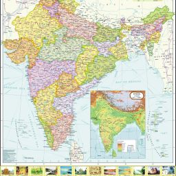 India Map : Political - Wall Chart Photographic Paper-24