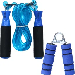Blue ball bearing adjustable skipping rope + Blue Foam hand grip Fitness Accessory Kit Kit-image-46