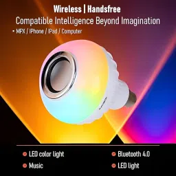 GUGGU Bluetooth Music Bulb Speaker With Remote Control Change Disco light for HomeR102 Smart Bulb image 3
