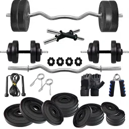 20 kg 30KG PVC Dumbbell Plate Set with 3Ft Curl Rod (20mm) and Accessories Home Gym Combo-image-53