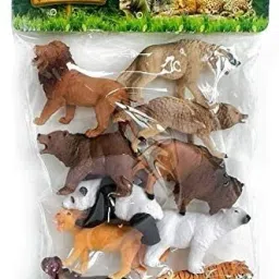 12-PCS Wildlife Animal Toy Set|Realistic Mini Jungle Zoo Animals for Kids|537-4