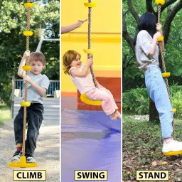 hop n play Climbing Rope Monkey Swing with Platforms and Hanging Disc image 2