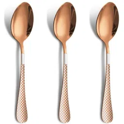 Silverware Dessert Spoons|5-Pcs Flatware for Ice-Cream, Ice-Tea|Rosegold Stainless Steel Cutlery Set-image-29