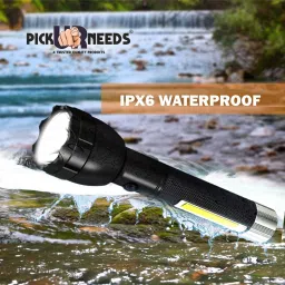 pick ur needs Rechargeable 50W 2 in1 Dual Mode Bright Long Range Torch 8 hrs Torch Emergency Light image 4