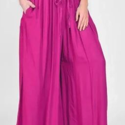 Women Regular Fit Pink Viscose Rayon Trousers-image-45