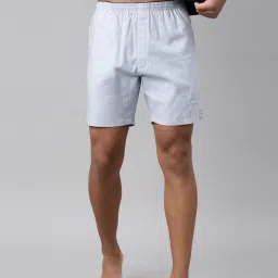 Side Pockets, Tag Free Comfort & Smartskin Technology Style# 028 Plain Woven Solid Men Boxer-image-4