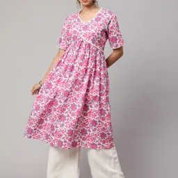 Women Printed Cotton Blend Anarkali Kurta-image-30