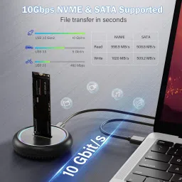 Etzin Both M Key & B+M Key NVMe PCIE and SATA NGFF SSD Dock 1 GB All in One PC's Black M.2 Internal Solid State Drive (SSD) (M.2 NVMe & SATA to USB C Docking Station, M.2 SSD to USB A C Reader Adapter) image 4