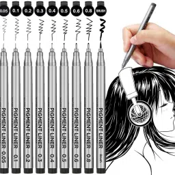 Pigma Micron 9pc Fineliner pen Black Archival Ink Artist Drawing Sketch pens Fineliner Pen-image-19