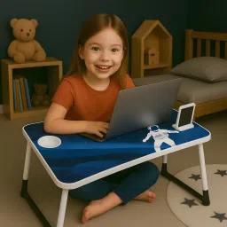 AdjustableTableMateLaptop,KidStudyTableUtilityTableMultiPurposeTableBLACKColor Plastic Portable Laptop Table-16