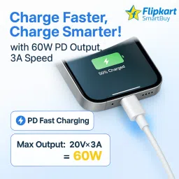 Flipkart SmartBuy USB Type C Cable 3 A 1 m TPE 60 watt Fast Charging Type C to Type C Data Cable Compatible with Samsung/Nothing/Google/Apple iPhone 15/16 c type c cable | c to c data cable | Laptop Type C Cable | Macbook Cable | Compatible with iPhone 15/16 Series, Samsung Galaxy S21 Ultra, S20 & Other Devices image 3