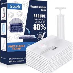 2.Pcs Jumbo 70 Cms x 100 Cms + 1 Pump | Lifetime Reusable High Volume Storage Vacuum Bags-11