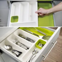 Plastic Expandable Tray Drawer Storage Utility Organizer Drawer Store Cutlery Tray Storage Basket-85