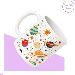 Astronaut planets design, gift for kids, space, science lover tea cup (White) Ceramic Coffee Mug-image-1