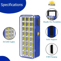 sunaze Rechargeable Mini Emergency Light With 24 High Bright SMD LED 3 hrs Lantern Emergency Light image 3