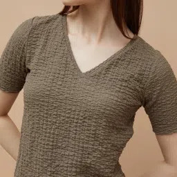 code by lifestyle Casual Regular Sleeves Solid Women Brown Top image 2