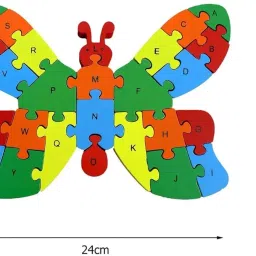 knk infotain Wooden Shaped Coloured Butterfly Puzzle with 26 Alphabets(A-Z) Numbers (1-26) image 2