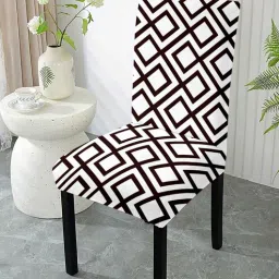 hotkei White Polycotton Geometric 14x18 Inches Chair Covers (4 pieces)-picture-34