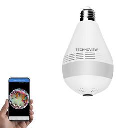 TECHNOVIEW Fisheye 360 Degree Smart WiFi Wireless Light Bulb Security Camera Spy Hidden Panoramic Security Bulb Camera Indoor (Bulb Camera HD) image 1