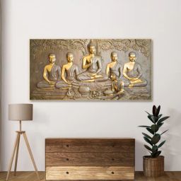 nestroots Canvas Framed Buddha Painting with Disciples Wall Painting-picture-25