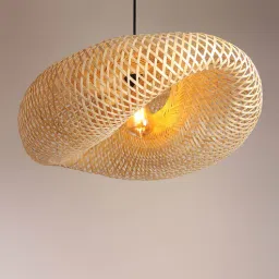 habereindia Novelty Handmade Bamboo Pendant Hanging Light (Beige)-picture-2