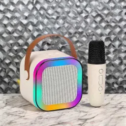 Rosario K12 Speaker Machine Bluetooth-Compatible Wireless Karaoke Mic Speaker with RGB 5 W Bluetooth Party Speaker-image-2