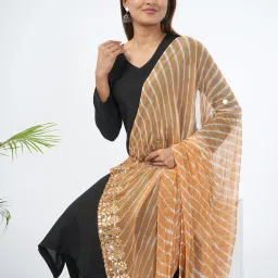 Chiffon Striped Brown Women Dupatta-image-25