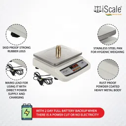 iScale i-02 20kg x 1 g Digital Table Top Weighing Scale with Front and Back Display for Retail Shops and Commercial Purposes (10x12 inches Pan size) Weighing Scale image 4