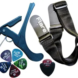 Black B4 capo, Black belt, pick holder and 6 picks Spring Guitar Capo-16