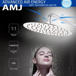 8X8 (8Inch) ROUND Stainless Steel UltraSlim Shower Head with 18inch Round arm Fixed Mount-3
