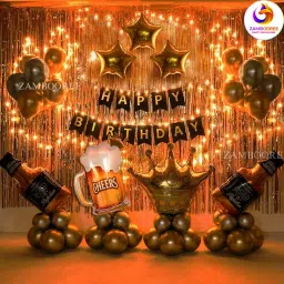 Golden Birthday Decoration Kit Birthday / Decoration Items for Husband-image-45