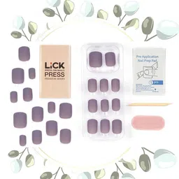 LICK 24 Pcs Matte Artificial Reusable Nail Extensions with Application Kit - Purple image 5
