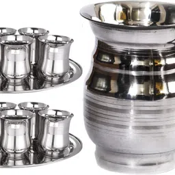 SHINI LIFESTYLE Stainless Steel Jug and Glass set combo, Water Jug, juice glass, Steel glass Jug Glass Set-image-6