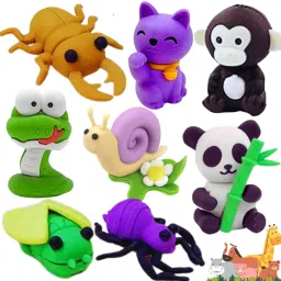 3D Animal Eraser for Kids Different Shapesn Pencil Erasers Jungle Theme Toy 8PCS Non-Toxic Eraser-picture-18