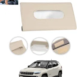 Beige Leatherite Rectangle Shape Fancy Design Tissue Dispencer For Car-302 Vehicle Tissue Dispenser-image-48