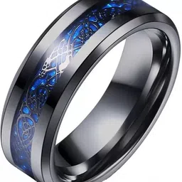 vien Dragon Celtic Inlay Polish Finish Black Base Ring for Men and Boys Stainless Steel Titanium Plated Ring-picture-0