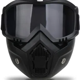 Black colored protective goggles with detachable mask, Anti UV, Windproof, soft foam padded for comfort. Used for Motorcycle, Dirt Bike off road, ATV Ride, snowboarding, skiing, cycling etc Wood-workingSafety Goggle-image-64