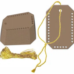 Handmade Blank Embossed Heart Tag with String for Gift & Wedding Event Greeting Card-image-13