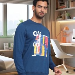 Men Printed Crew Neck Green Sweater-image-36