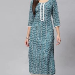 Women Floral Print Cotton Blend Straight Kurta-image-53