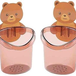 radha Pack of 2 Teddy Bear Toothbrush Holder Wall-Mounted, Cute Storage Cup X2.18 Hook 1-picture-30