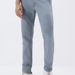 Men Slim Mid Rise Grey Jeans-image-3