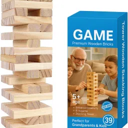 Wooden Tumbling Tower Toy | Stacking Blocks Puzzle Game for Kids & Adults-5-image-2