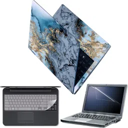 Techfit Full Body Laptop Skin with Screen Guard and Key Guard - Golden Sea View Combo Set-6